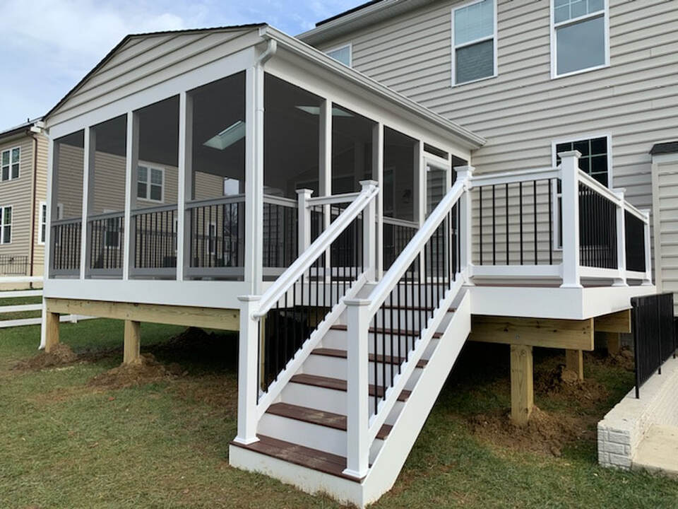 screened porch with deck